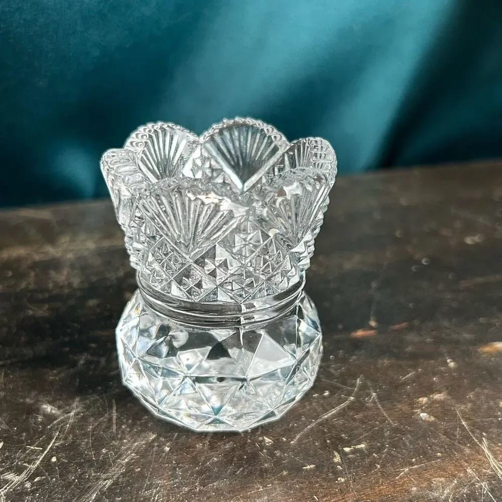 Westmorland Clear Glass Fan & File Toothpick Holder UV Reactive